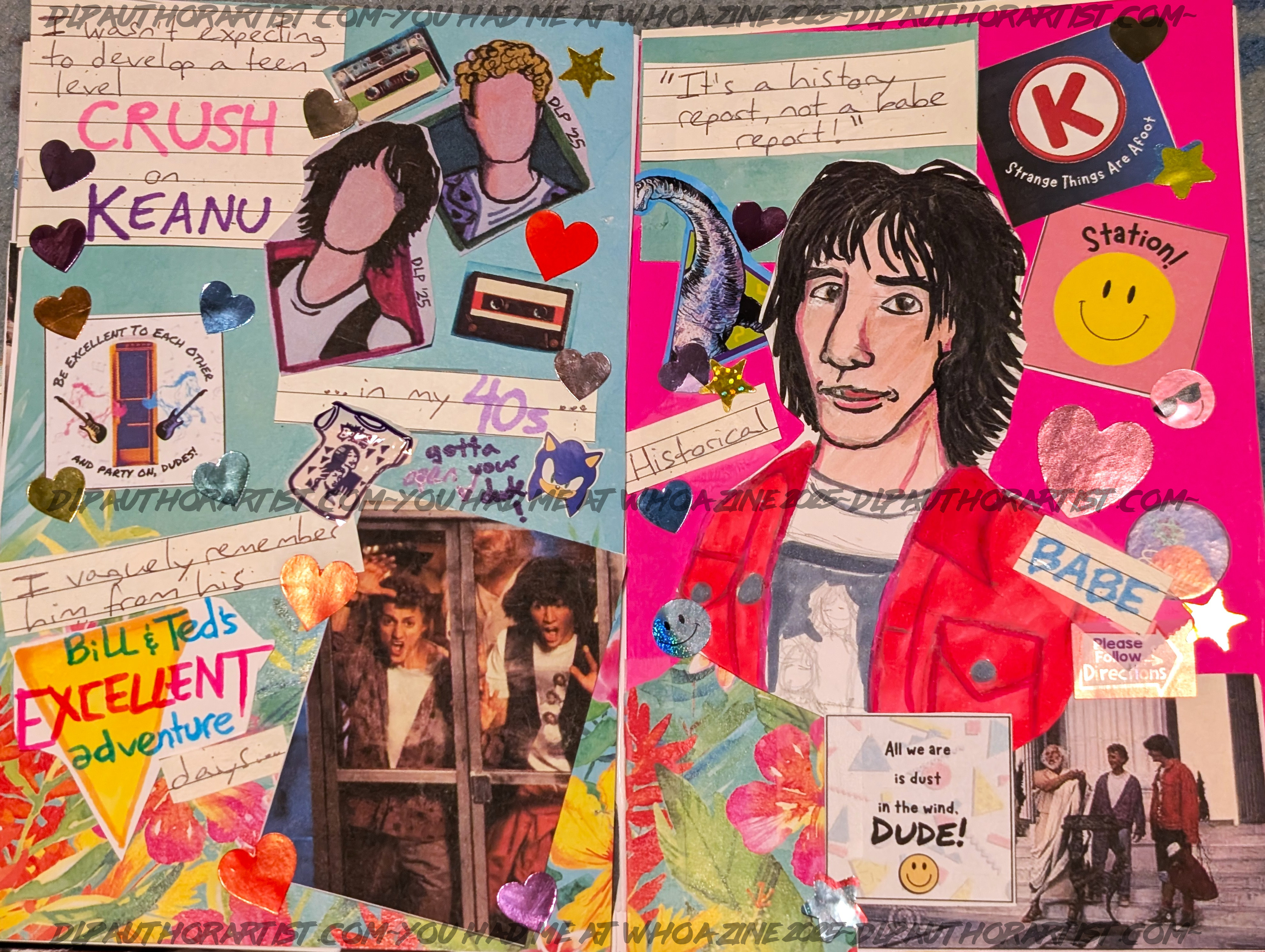 Two pages of Bill and Ted collage from the zine You Had Me At Whoa