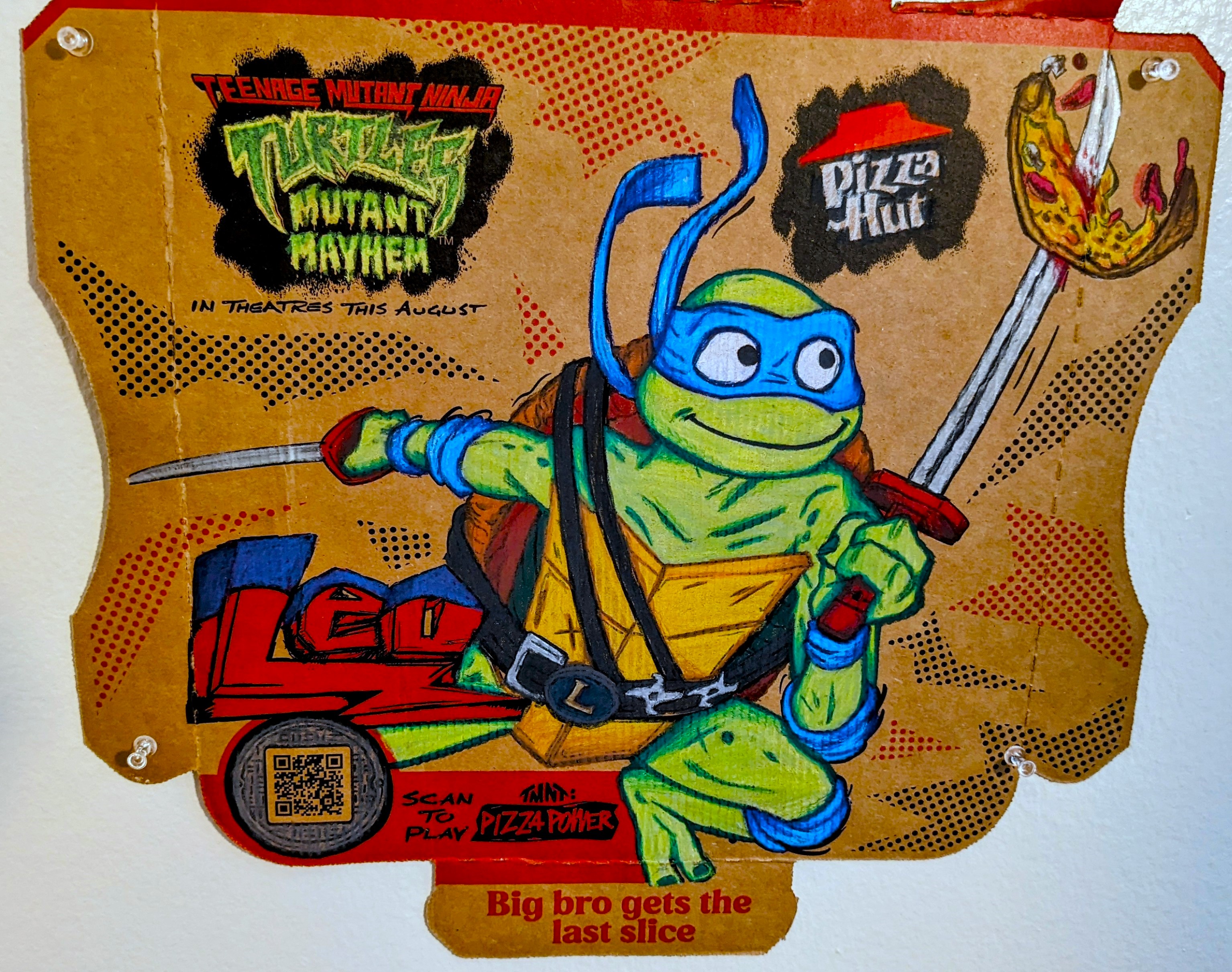 TMNT pizza box colored by DLP with Prismacolor Premier colored pencils