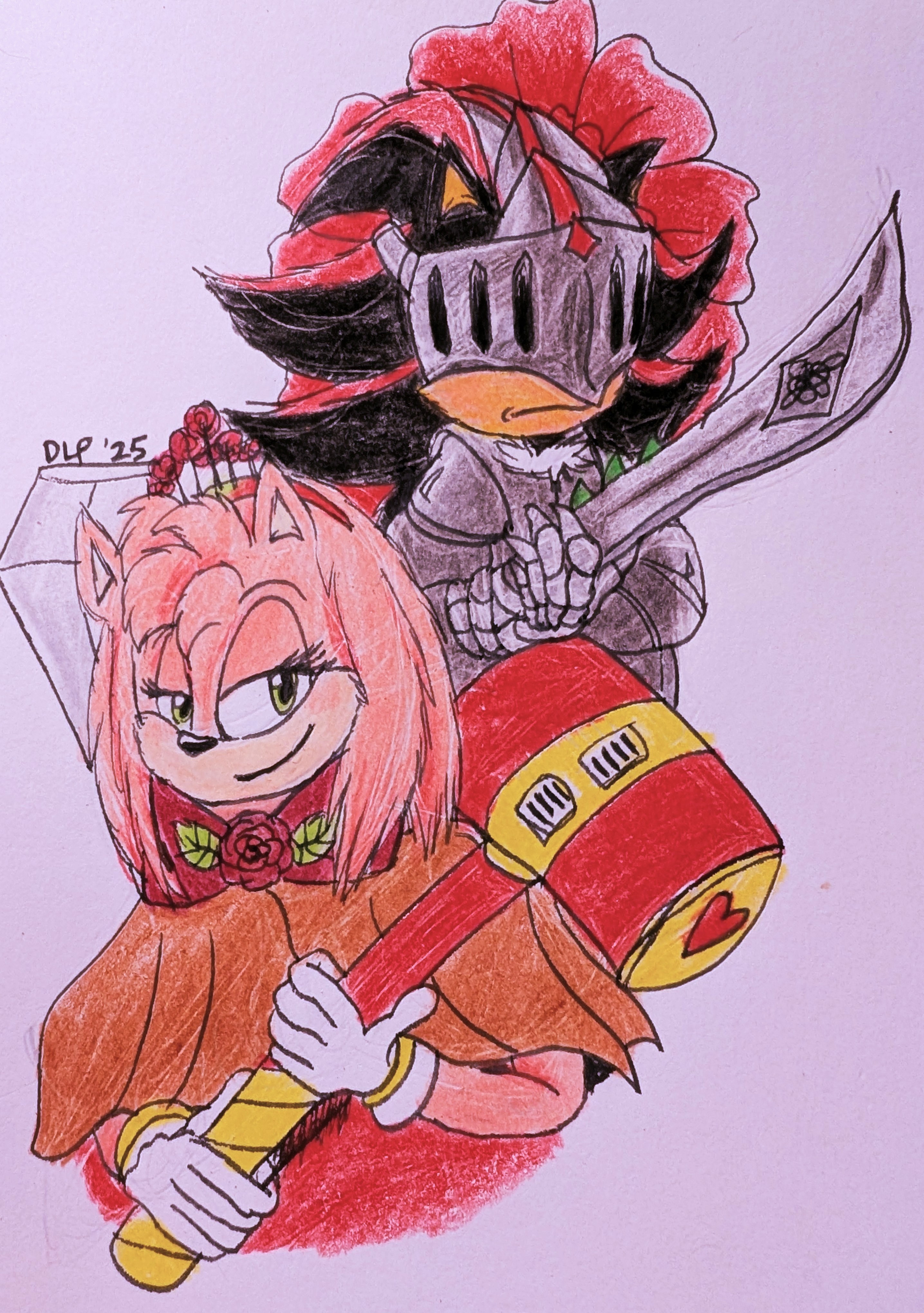 Knight Lancelot protects the Lady of the Lake (Sonic Movie Universe versions of Amy and Shadow)
