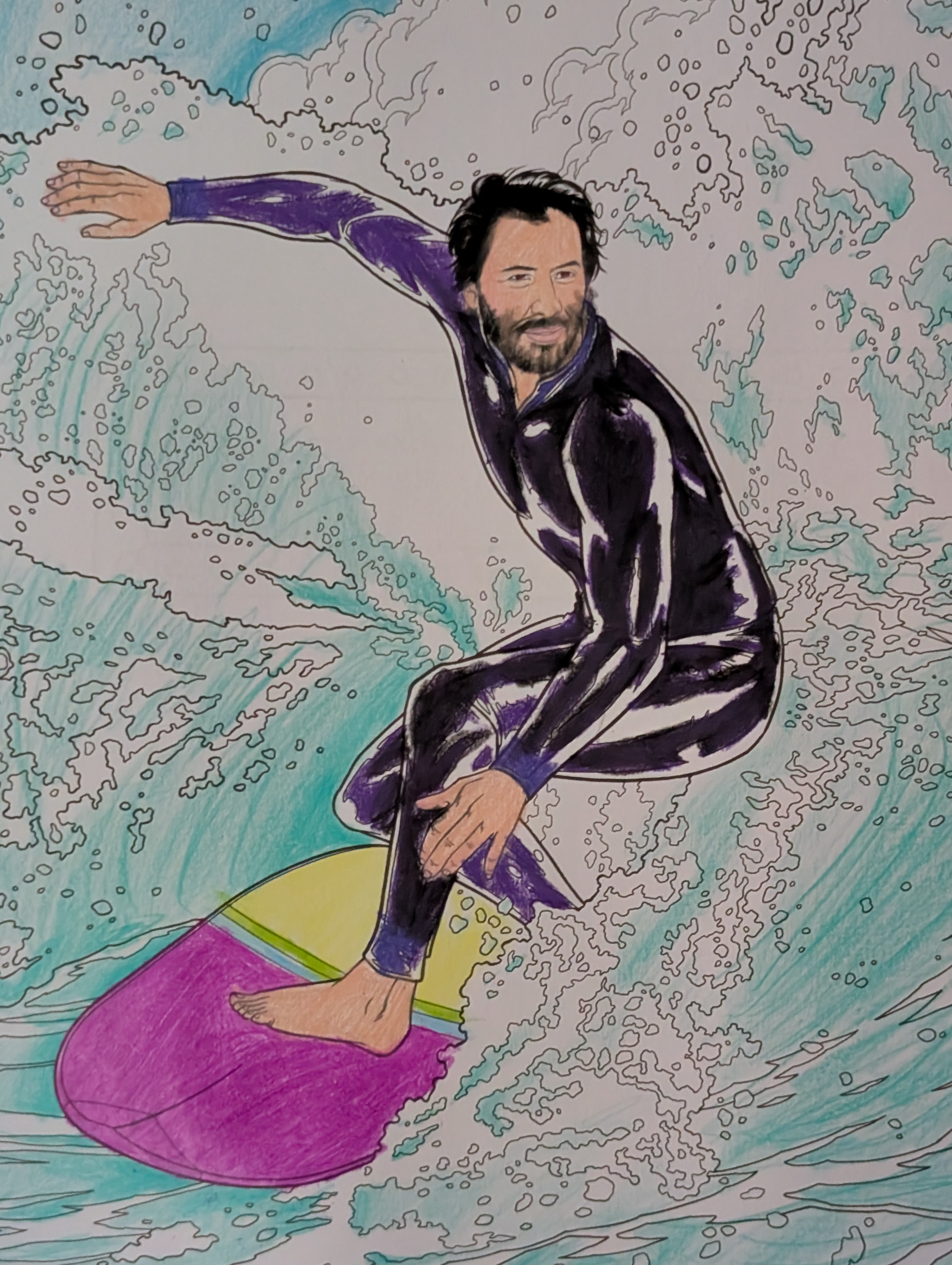 Johnny Utah surfing [Keanu Reeves Crush N Color Page]